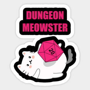 Dungeon Meowster Funny Nerdy Gamer Cat D20 RPG Sticker